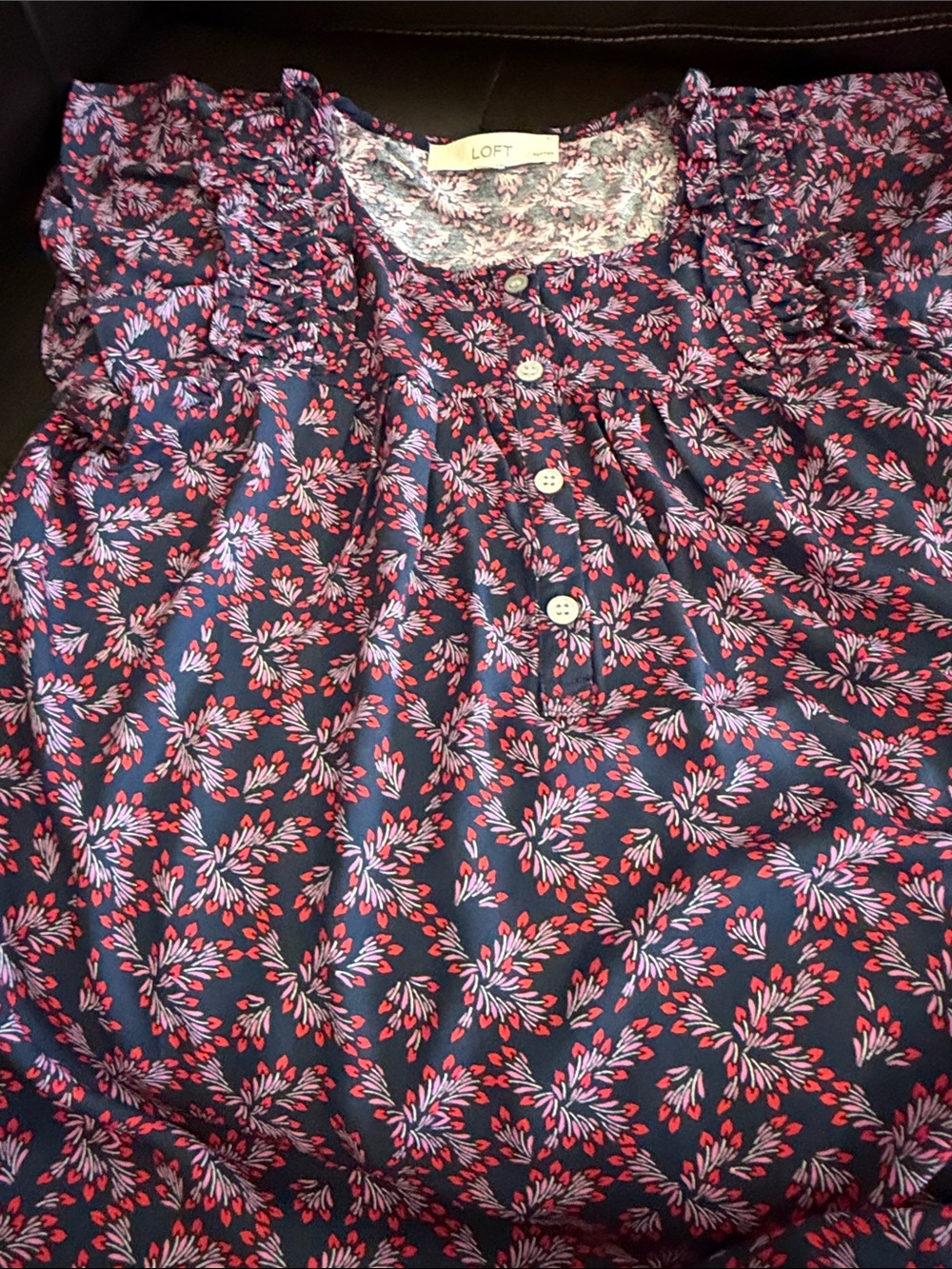 Loft Petite short sleeve blouse XS or XXS blue pink casual or office